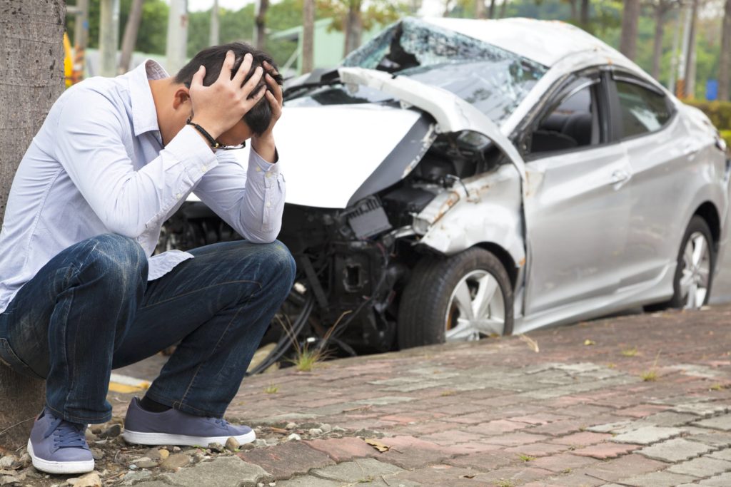 car accident with upset driver